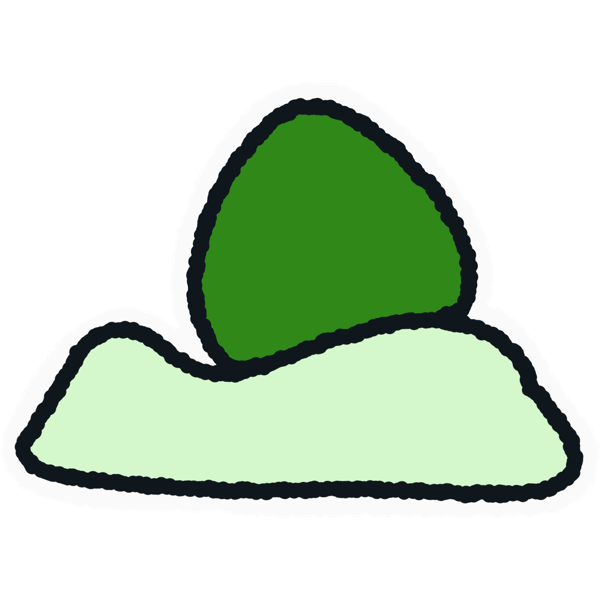 a dark green blob on a light green blob
